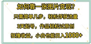 如何靠一张图片变现?只需简单几步,轻松俘获流量,3天起号,作品轻松过原创【揭秘】-第一资源库