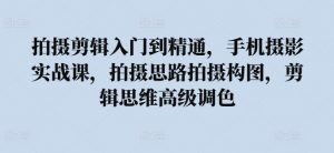 拍摄剪辑入门到精通,手机摄影实战课,拍摄思路拍摄构图,剪辑思维高级调色-第一资源库