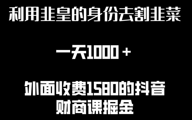 利用非皇的身份去割韭菜，一天1000+(附详细资源)【揭秘】-第一资源库