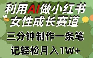 利用Ai做小红书女性成长赛道,三分钟制作一条笔记,轻松月入1w+【揭秘】-第一资源库