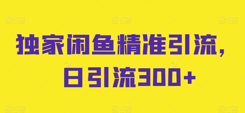 独家闲鱼精准引流,日引流300+【揭秘】-第一资源库