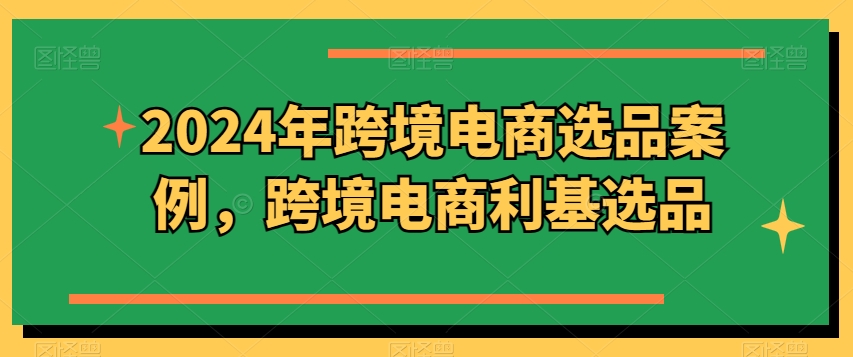 2024年跨境电商选品案例，跨境电商利基选品-第一资源库