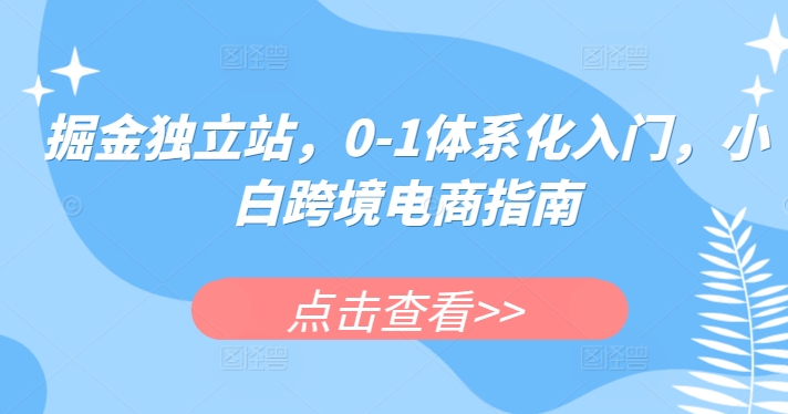 掘金独立站，0-1体系化入门，小白跨境电商指南-第一资源库