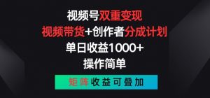视频号双重变现，视频带货+创作者分成计划 , 操作简单，矩阵收益叠加【揭秘】-第一资源库