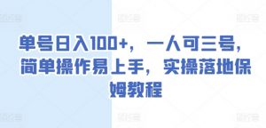 单号日入100+,一人可三号,简单操作易上手,实操落地保姆教程【揭秘】-第一资源库