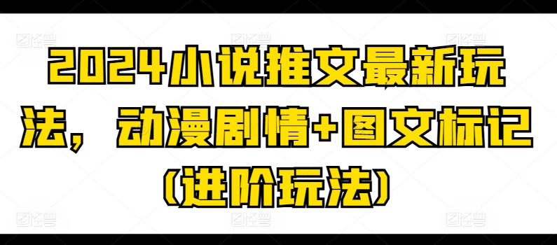 2024小说推文最新玩法，动漫剧情+图文标记(进阶玩法)-第一资源库