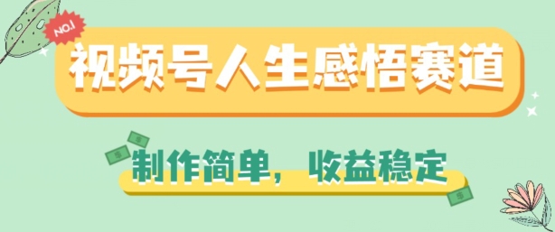 视频号人生感悟赛道,制作简单,收益稳定【揭秘】-第一资源库