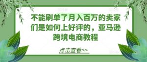 不能刷单了月入百万的卖家们是如何上好评的,亚马逊跨境电商教程-第一资源库