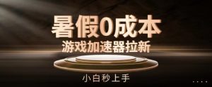 暑假0成本游戏加速器拉新,小白秒上手,无需投资【揭秘】-第一资源库