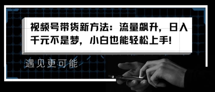 视频号带货新方法：流量飙升，日入千元不是梦，小白也能轻松上手【揭秘】-第一资源库