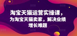 淘宝天猫运营实操课，为淘宝天猫卖家，解决业绩增长难题-第一资源库