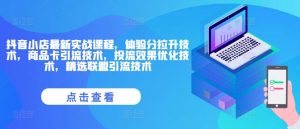 抖音小店最新实战课程,体验分拉升技术,商品卡引流技术,投流效果优化技术,精选联盟引流技术-第一资源库