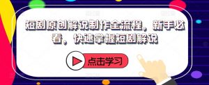 短剧原创解说制作全流程,新手必看,快速掌握短剧解说-第一资源库