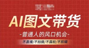 AI图文带货流量新趋势,普通人的风口机会,不直播/不拍摄/不露脸/不剪辑,轻松实现月入过万-第一资源库