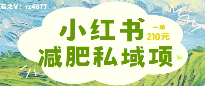 小红书减肥粉,私域变现项目,一单就达210元,小白也能轻松上手【揭秘】-第一资源库