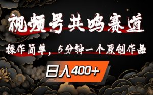 视频号共鸣赛道,操作简单,5分钟1个原创作品,日入几张【揭秘】-第一资源库