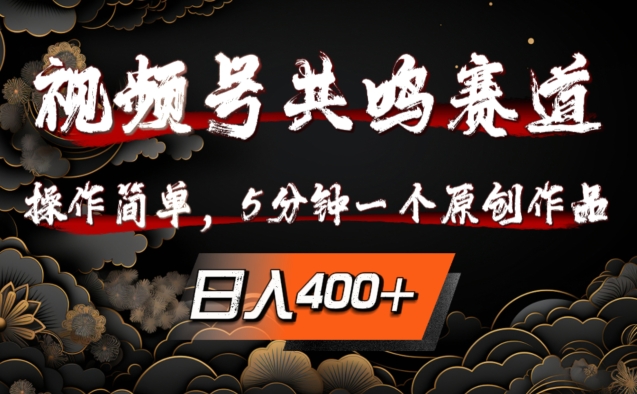 视频号共鸣赛道，操作简单，5分钟1个原创作品，日入几张【揭秘】-第一资源库