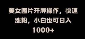 美女图片开屏操作,快速涨粉,小白也可日入1k【揭秘】-第一资源库