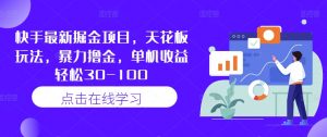 快手最新掘金项目,天花板玩法,暴力撸金,单机收益轻松30-100-第一资源库