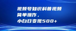 视频号知识科普视频,简单操作,小白日变现500+【揭秘】-第一资源库