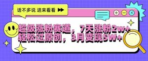 超级涨粉赛道,每天半小时,7天涨粉2W+,轻松过原创,三月变现5W+【揭秘】-第一资源库
