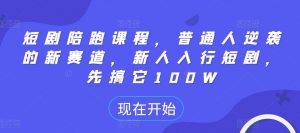 短剧陪跑课程,普通人逆袭的新赛道,新人入行短剧,先搞它100W-第一资源库