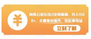 网易云音乐挂JI全网最稳，月入1500+，无需复杂操作，轻松拿收益【揭秘】-第一资源库