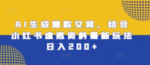 AI生成爆款文案,结合小红书虚拟资料最新玩法日入200+【揭秘】-第一资源库