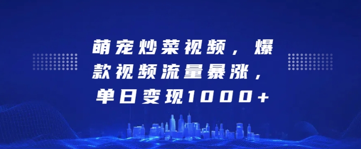萌宠炒菜视频，爆款视频流量暴涨，单日变现1k-第一资源库