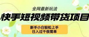 快手短视频带货项目最新玩法,新手小白轻松上手,日入几张很简单【揭秘】-第一资源库