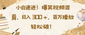 小白速进,爆笑视频混剪,日入3张,百万播放轻松破【揭秘】-第一资源库