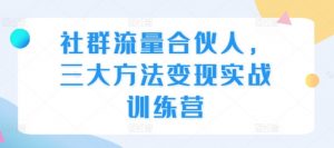 社群流量合伙人,三大方法变现实战训练营-第一资源库