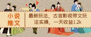 小说推文最新玩法，古言影视带文玩法实操，一天收益1.2k-第一资源库