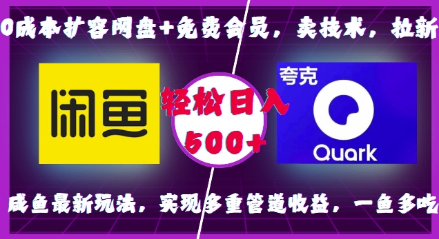 0成本扩容网盘+免费会员,卖技术,拉新,咸鱼最新玩法,实现多重管道收益,一鱼多吃,轻松日入500+-第一资源库