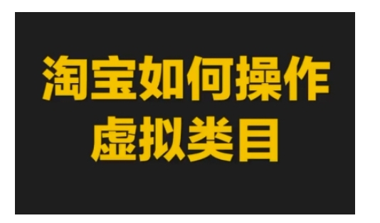 淘宝如何操作虚拟类目,淘宝虚拟类目玩法实操教程-第一资源库