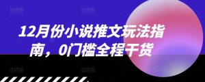 12月份小说推文玩法指南,0门槛全程干货-第一资源库