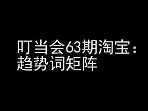 《淘宝天猫打爆班》原创高阶技术第63期,趋势词矩阵技术和玩法-第一资源库