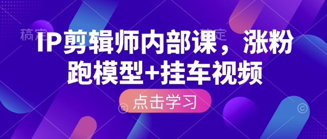 IP剪辑师内部课,涨粉跑模型+挂车视频-第一资源库