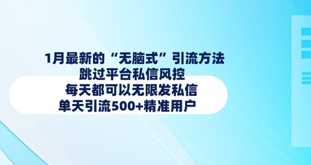 1月最新的无脑式引流方法,跳过平台私信风控,每天都可以无限发私信,单天引流500+精准用户-第一资源库