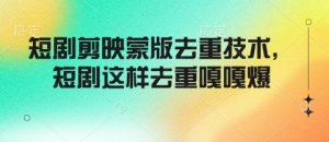 短剧剪映蒙版去重技术,短剧这样去重嘎嘎爆-第一资源库