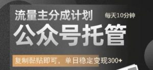 公众号托管计划-流量主分成计划,每天只需发布文章,单日稳定变现300+【揭秘】-第一资源库