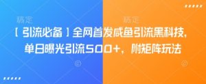 【引流必备】全网首发咸鱼引流黑科技，单日曝光引流500+，附矩阵玩法【揭秘】-第一资源库