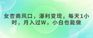 女杏商风口,瀑利变现,每天1小时,月入过W,小白也能做-第一资源库