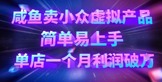 咸鱼卖小众虚拟产品,简单易上手,单店一个月利润破W-第一资源库