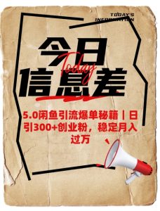 5.0闲鱼引流爆单秘籍,日引300+创业粉,稳定月入过W-第一资源库