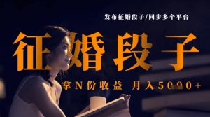 发布征婚段子，同步多个平台，拿N份收益，月入5k-第一资源库