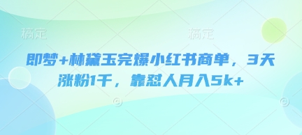 即梦+林黛玉完爆小红书商单,3天涨粉1千,靠怼人月入5k+-第一资源库
