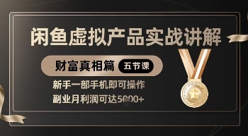 精品!闲鱼虚拟产品实战讲解,新手一部手机即可操作,副业月利润可达5k+-第一资源库