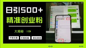 不需要我们去想文案,也不需要我们去剪辑视频,日引500+精准创业粉,方法大揭秘-第一资源库