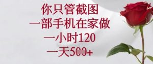 你只管截图，一部手机在家做，苹果安卓都可以，一小时120，一天5张+【揭秘】-第一资源库